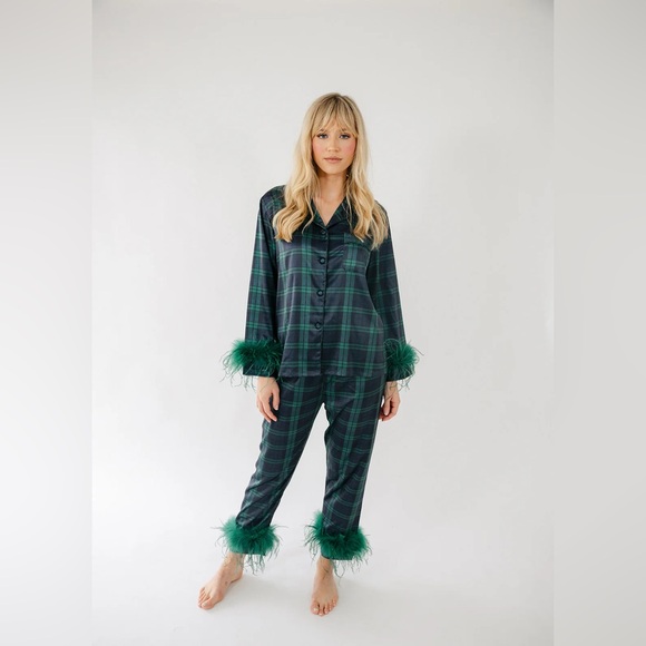 BON VIVIANN - Navy Green Plaid - Picture 2 of 2